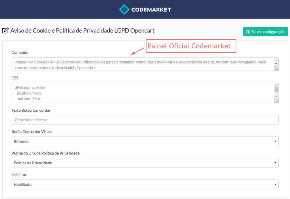 Aviso de Cookie e Política de Privacidade LGPD e GDPR Opencart - Foto 4