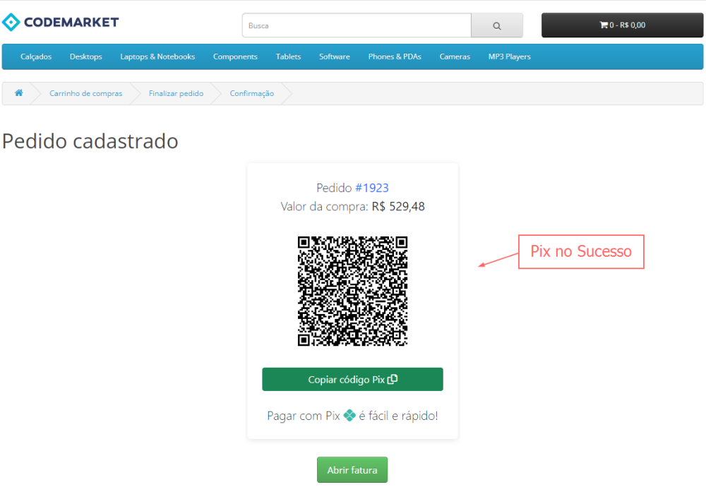 Pagamento Codemarket Pay Pix Opencart - Foto 3